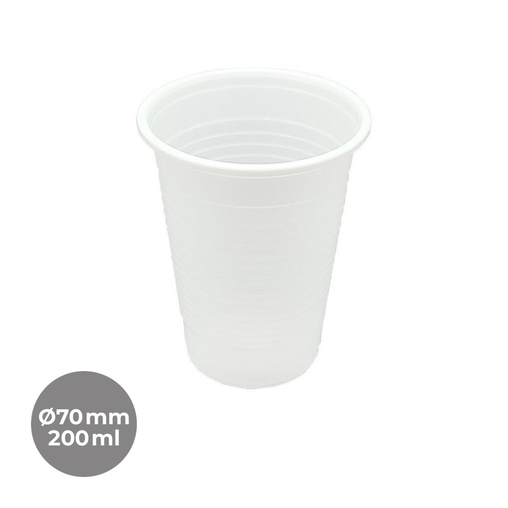 VASO PP BLANCO 200CC Ø70MM 30P-100 UDS.