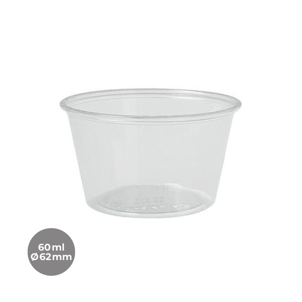 SALSERO PP TRANSP. Ø62MM 60ML(2OZ) 25P-100 UDS.