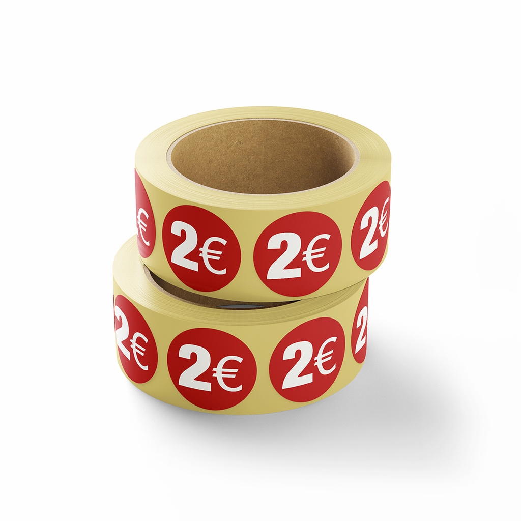 ROLLO ETIQUETAS ADHESIVAS 2€  500UDS/R