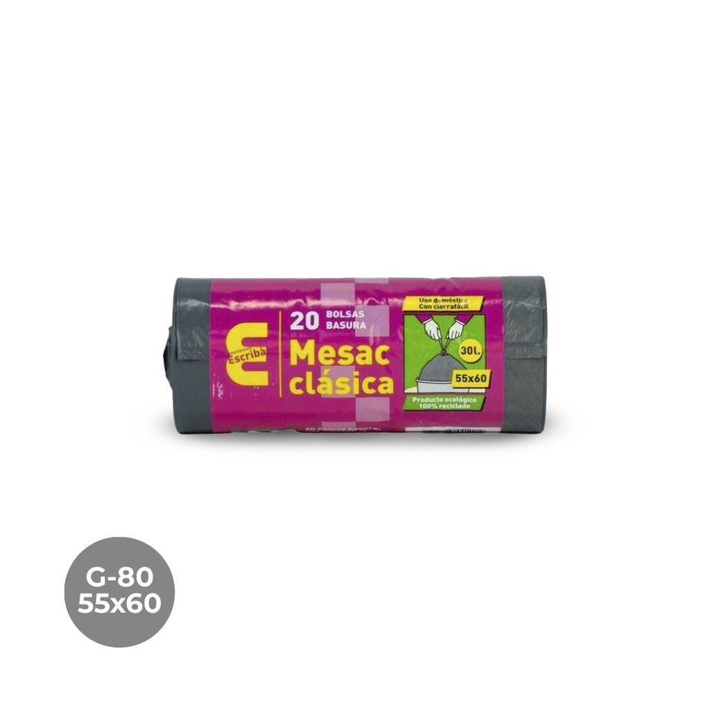 BOLSA BASURA C.F. MESAC GRIS 55X60 G80 45R-20