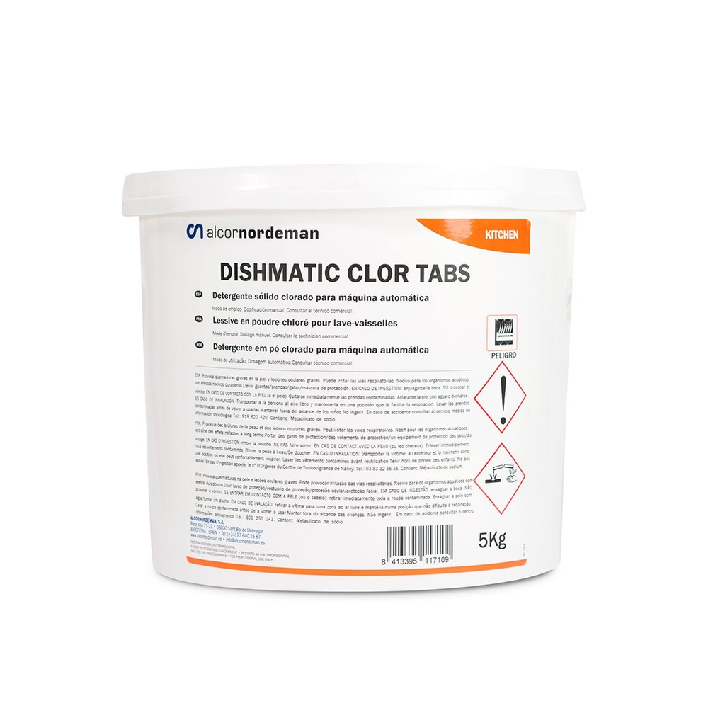 DISHMATIC CLOR TABS CUB 5KG 200 PASTILLES